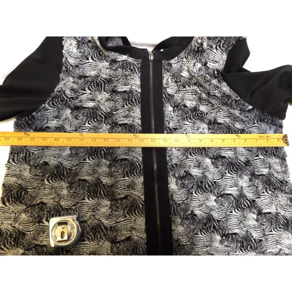 womens Zip up long sleeve cardigan by Alfred  faux fur chest & back - Picture 6 of 7